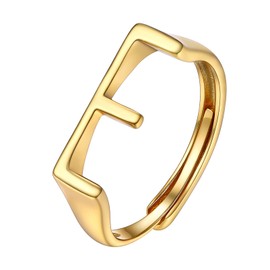Adjustable E Initial Finger Knuckle Rings for Women Silver Small Letter Gold Ring