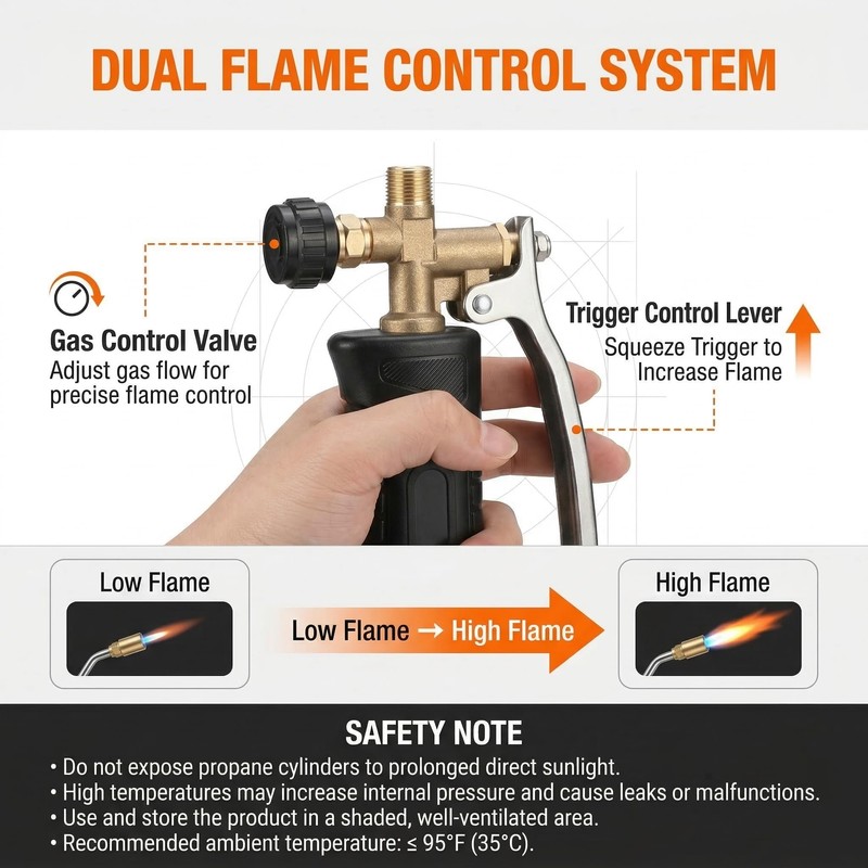 Heavy Duty Propane Weed Torch Burner Kit with 8.8FT Hose,