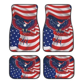 Tomeusey Car Floor Mats American Flag Eagle Auto Front and Rear Floor Carpets Protection Rugs Auto SUV Truck Van Sedans Universal Fit Car Accessories