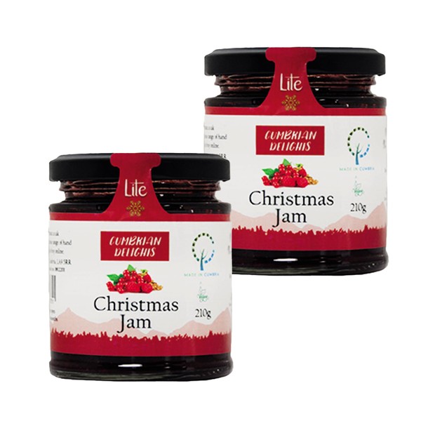Cumbrian Delights Christmas Jam Twin Pack, Includes Fruity Berries & Subtle Mixed Spice, Handcrafted in the Lake District, No Flavourings, Additives & Preservatives, Nut & Gluten Free, Vegan 2 x 210g