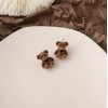 2 Pares Aretes De Peluche Plata Ley 925 Animales Conejo