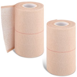 2 Rolls Adhesive Elastic Tape Bandage Tape Wrap Flexible Stretch Bandages for Sports Ankle, Knee and Wrist Sprains(Beige,3 Inch Wide)