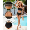 Jolefille Women Two Piece Bandeau Swimsuit - High Waisted Bikini