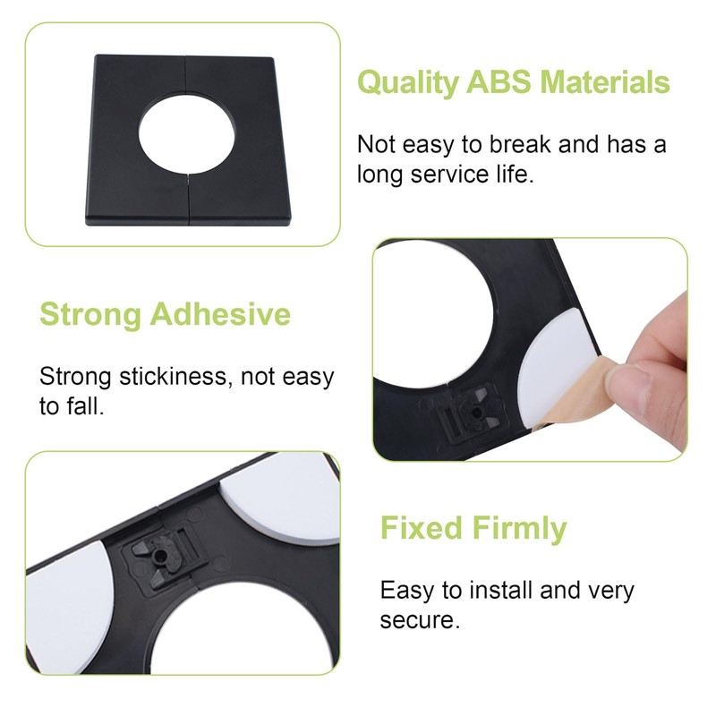 UFURMATE Pipe Wall Covers, 2Pcs 42mm Diameter ABS Plastics Square