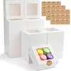 30pcs Cookie Boxes with Window, 6x6x3 Inches White Bakery Boxes,