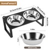 2 Set Elevated Cat Food Water Bowls, 4 Stainless Steel