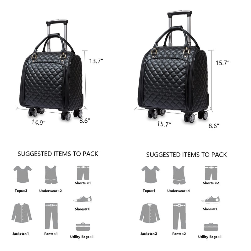 feilario 18in Leather Softside Underseat Carry on Suitcases Expandable Spinner