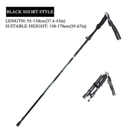 Single Trekking Pole | 7075 Aluminum Anti-Shock, Ultralight, Adjustable & Collapsible Hiking Stick (Black, 110cm(Fits 4.9′to 5.5′))
