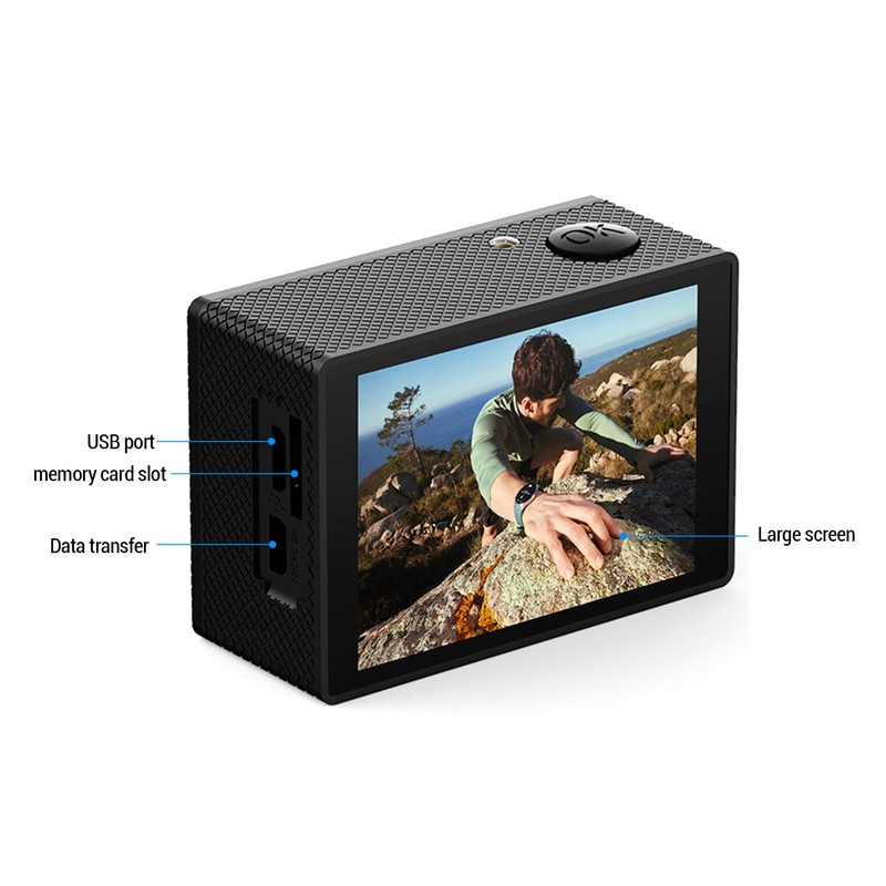 Action Camera 4K, HD Wide Angle Camera with 2 Inch