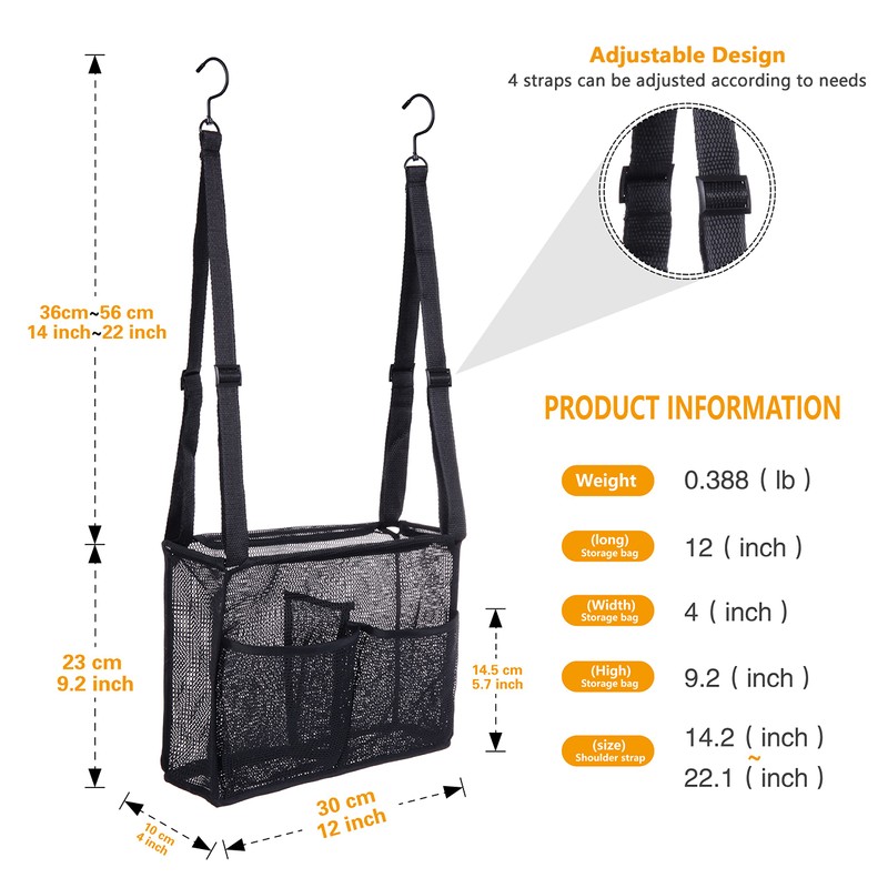Hanging Mesh Shower Caddy College with Hooks, Bath Baskets Organizer