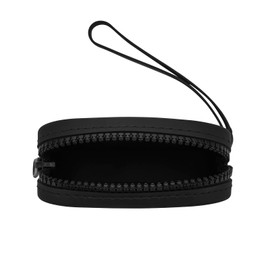 HHQQWZ Small Square Portable Silicone Makeup Bag for Women Girls, Small Travel Lovely Waterproof Toiletry Cosmetic Bag, Zipper Closure Organizer Makeup Case with Handle (Black)