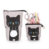 Xespis Pencil Case with Zip, Telescopic Pencil Case, Cat black