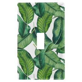 Exotic Banana Leaf Toggle Light Switch Wall Plate Summer Theme Electrical Outlet Cover Size 1-Gang 2.9" x 4.6" for Living Room Bedroom Home Decor