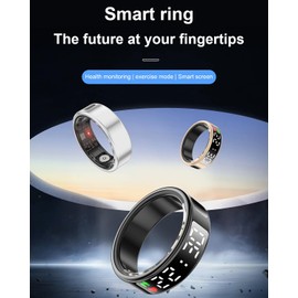 Smart Ring Fitness Sleep Health Tracker Rings for Men Women, LED Display Smart Ring Health Tracker Heart Rate, Blood Oxygen, Sleep & Step Monitor, No Subscription, IP68 Waterproof (Black #11)