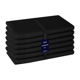 Cottoniva Fabric Napkins Set of 6 - 100% Cotton, 46 x 46 cm - Reusable, Soft and Durable - Perfect for Dining Table, Wedding and Everyday Life, High-Quality Hemstitch Napkins Black