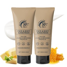 2 Stück Tallow Sonnencreme LSF 50 - Beef Tallow Sonnencreme Gesicht - Sonnencreme Nicht Fettend Für Gesicht & Körper - Tallow Sunscreen Gesichtscreme Mit LSF 50 -Sonnenschutzlotion Mit Uv-Schutz