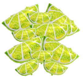 10 Pieces 2 Sizes Lime Slice Balloons Set - 5 Large 27 Inches and 5 Medium 18 Inches Green Citrus Lemon Fruit Shaped Mylar Balloons for Tropical Fruit Parties, Birthdays, and Summer Themed Events