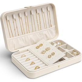 Vlando Jewellery Box Modern Middle Jewellery Storage Women Gift Jewellery Box Leather Jewellery Organiser for Earrings Rings Necklaces Bracelet Gift Teenager