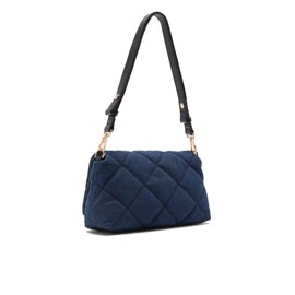 LIU.JO Umhängetasche aus gepolstertem Denim, Marineblau, goldene Kette, dekorativer Verschluss