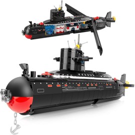Finger Rock Nuclear Submarine Building Set, WW2 Historical Military Series Submarine Model Set, Collection Birthday Gifts Toy for Boys and Kids 8+ (519 Pieces)