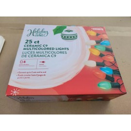 Holiday Living 25ct Ceramic C9 Multicolored Christmas Party String Light Decor