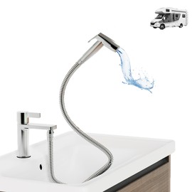 Terapaton RV Faucet Quick Clip Adapter with Aerator, Dual Mode Sprayer, Metal Hose and Wall-Mount Holders, Fit M22 M24 Faucet -Connect and Release in Second