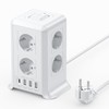 Multi-socket with USB-C 8-way power strip with switch, power strip