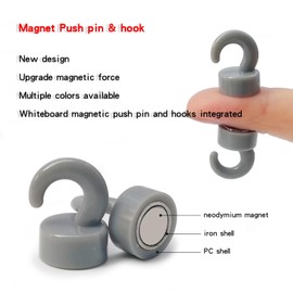 JINGZHAN 50 Pack Black Magnetic Hooks 8Lbs WhiteBoard Magnetic Push Pin