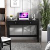 WiberWi Home Office Desk with Drawers, Black Modern Writing Computer