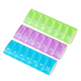 LAJUP 3 Stück Tablettenbox 7 Tage, Wiederverwendbar Pillendose Klein Pillendose Große Fächer Handlicher Und Feuchtigkeitsbeständiger Medikamentendosierer Für Morgens Abends 7 Fächer