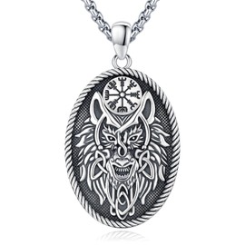 Eusense Viking Jewellery 925 Silver Viking Necklace Gifts Amulet Nordic Mythology Pendant Gift for Men Women, Sterling Silver, No Gemstone