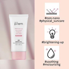 MAKEP:REM Hacer P:Rem Defensa Uv Me. Crema Solar Calming Tone Up, Protector Solar Coreano, Protector Solar Seguro Para Arrecifes, No Nano Óxido De Zin