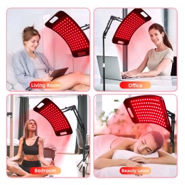 Red Infrared Light Therapy Panel 660nm 850nm Dual Wavelength Adjustable Stand for Facial Body Physical Therapy Beauty Saloncolor: Black
