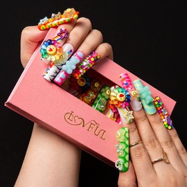 Lovful Square Mid Length 1 H23-H195 10Pcs Handmade Acrylic Press On Nails Fake Nails Nail Art Nail Care - Specification: H65, Nail Bed Size: Nail Bed: S