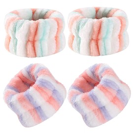 4 Pcs Wrist Washband Soft Coral Fleece Face Washing Towel Absorbent Face Wash Wristband Portable Wrist Bands Sleeve Keep Liquids Away from Spilling Down Arms