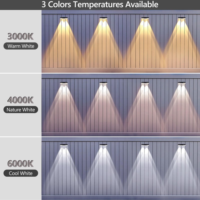 Brizled 12 Pack Solar Fence Lights Outdoor, 300/4000/6000K 3 Modes
