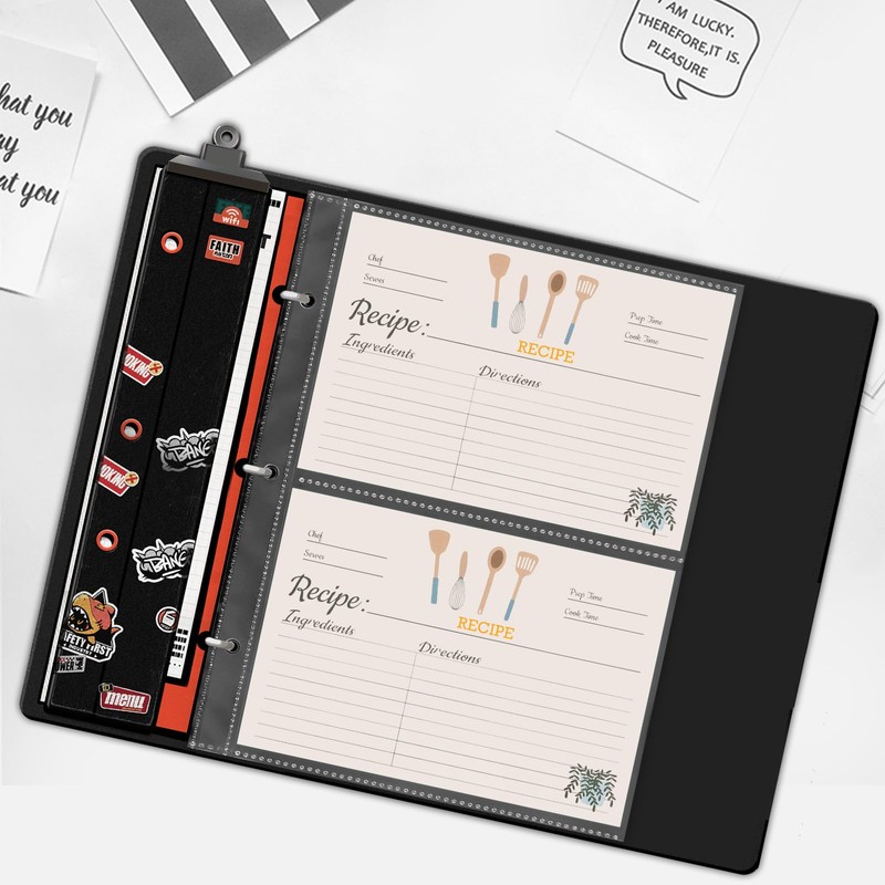 TAOLABV 50 Pack Recipe Card Page Protectors, Easy Storage, 4x6
