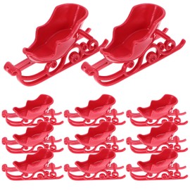 Ciieeo 12pcs Christmas Snowmobile Baubles Reindeer Sleigh Mini Santa Sleigh Miniature Sleigh Dollhouse Sleigh Christmas Miniature Santa Sleigh Decoration Christmas Plastic Red
