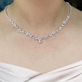 Clataly Bridal Wedding Necklace Earrings Bracelet Set Silver Crystal Bridesmaids Jewellery Accessories for Women Girls, Alloy Steel, Crystal