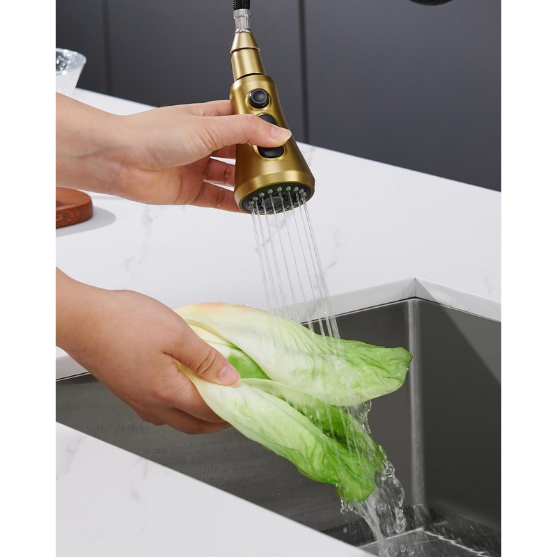 HEISOK Kitchen Faucet Head Replacement, 3-Function Pull Down Faucet Spray