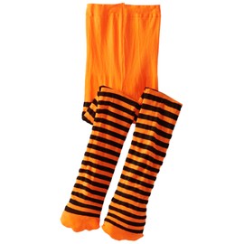 Jefferies Socks Little Girls' Stripe Tights, Orange/Black, 2-4, 24-48 Months