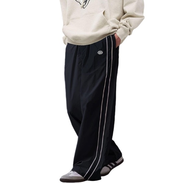 FCOOLYEET Men Track Pants Y2k Drawstring Lightweight Sweatpants Cool Parachute