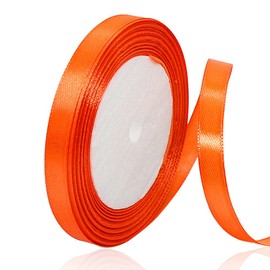 Solid Color Tangerine Satin Ribbon, 3/8 Inches x 25 Yards Fabric Satin Ribbon for Gift Wrapping, Crafts, Hair Bows Making, Wreath, Wedding Party Decoration and Other Sewing Projects
