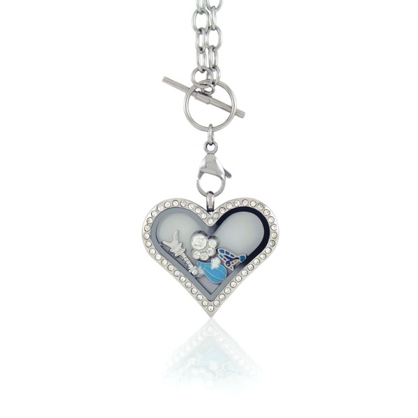BG247 Floating Locket Necklace with Choice of 6 Charms and