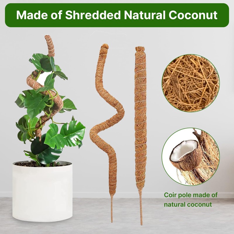 48 Inch Bendable Moss Pole for Plants Monstera, Coir Plant