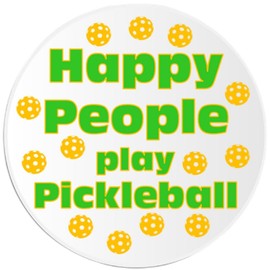 Happy People Play Pickleball - Circle Sticker Decal 3 Inch - Game Dink