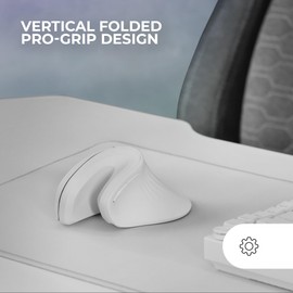 MARSGAMING Mars Gaming MMW-ERGOPRO White, Ergonomic Vertical Wireless Mouse, Folded Design, Optical Sensor 3200DPI, Huano Switch, Wireless Receiver 2.4GHz, Multi-Platform Support