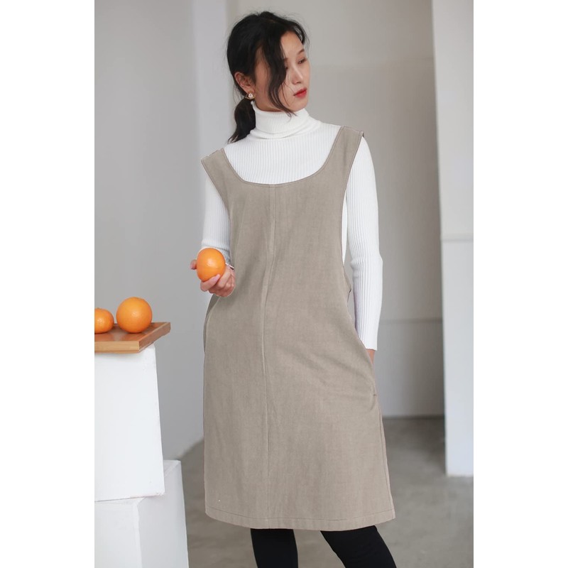 AOBBYBBS Cotton Linen Apron Halter CrossBack Bandage Aprons Japanese Style