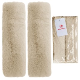 2Pcs Soft Plush Rabbit Fur Car Seat Belt Pads Fluffy Shoulder Strap Cover Seatbelt Protector Neck Cushion Protector Car Accessories for Adults Kids(Beige)