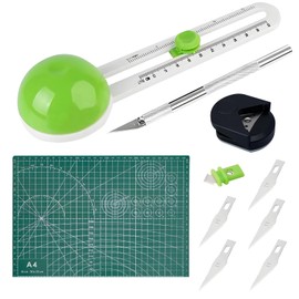 Mmaxboss Cortador De Círculos Circular Giratorio Papel Con Tapete A4 Cortador de papel circular Tapete de Costura Autorreparable Mat A4,31x 22 CM Corta Esquinas Redondas exacto cutter 5 PCS